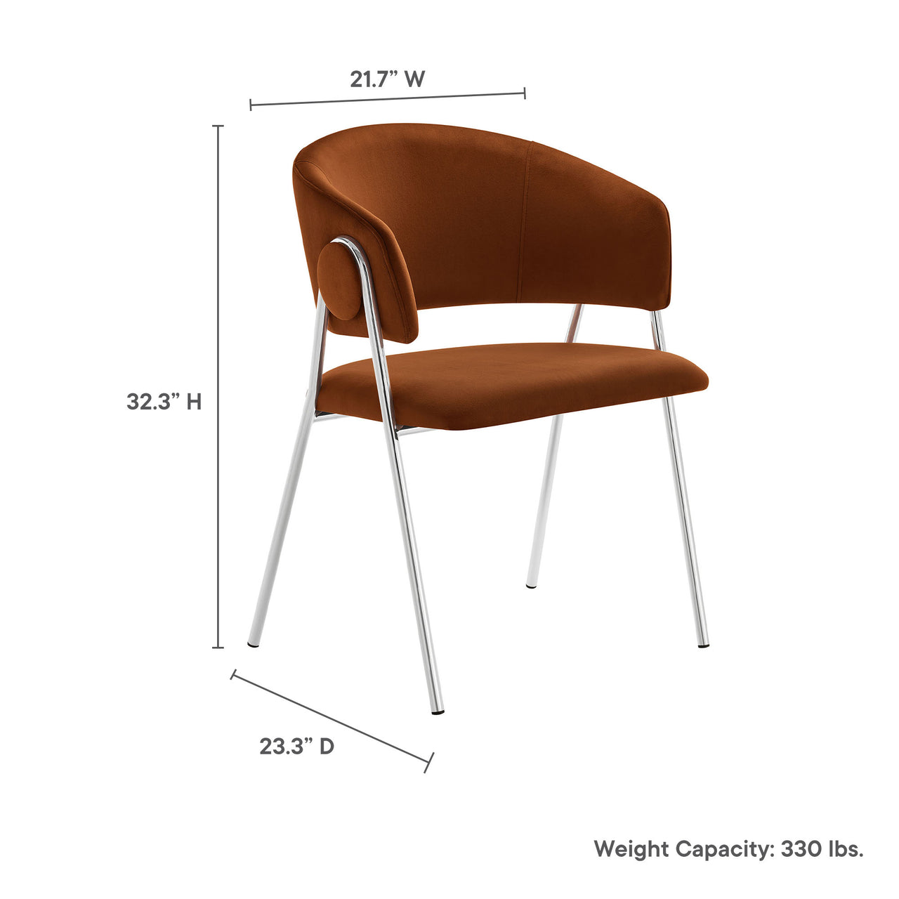Alexis Velvet Dining Chair Set of 2, Terracotta