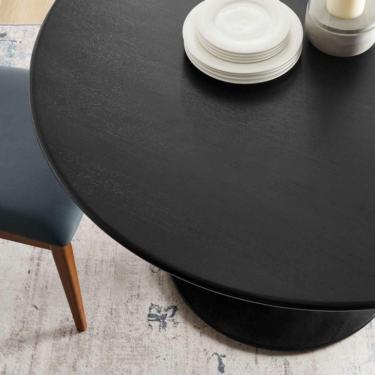 Ensemble Round Dining Table, Large, Black