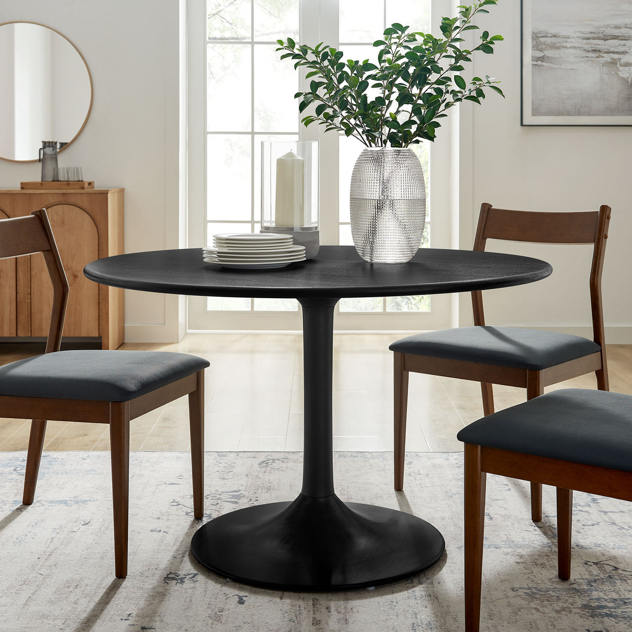 Ensemble Round Dining Table, Large, Black