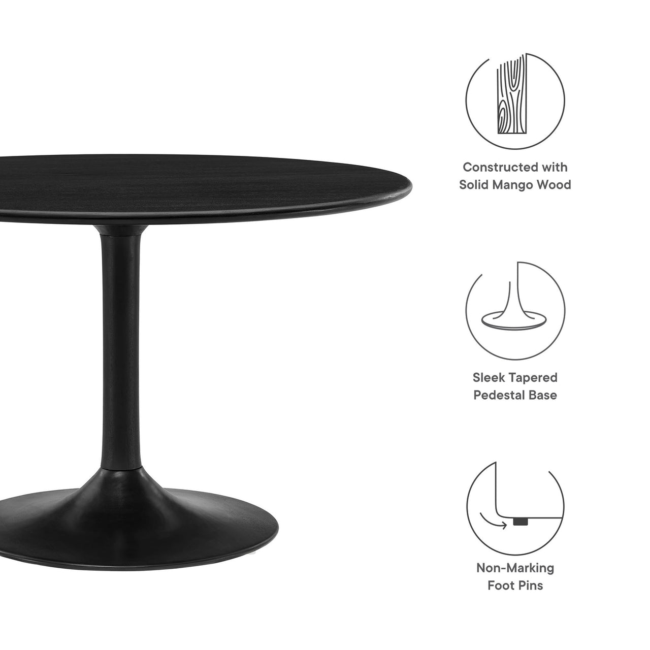 Ensemble Round Dining Table, Large, Black