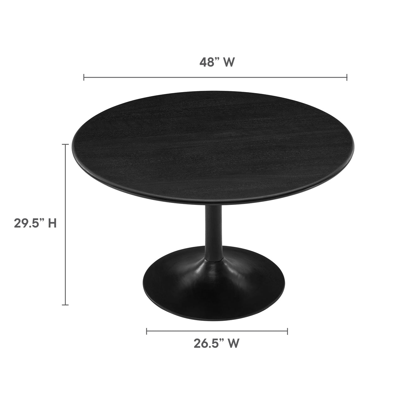 Ensemble Round Dining Table, Large, Black
