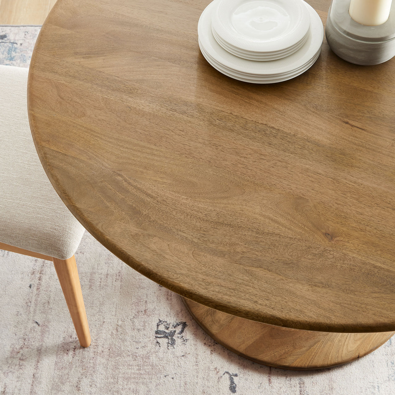 Ensemble Round Dining Table, Large, Natural Wood