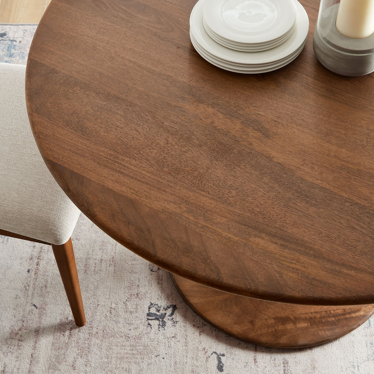Ensemble Round Dining Table, Large, Walnut