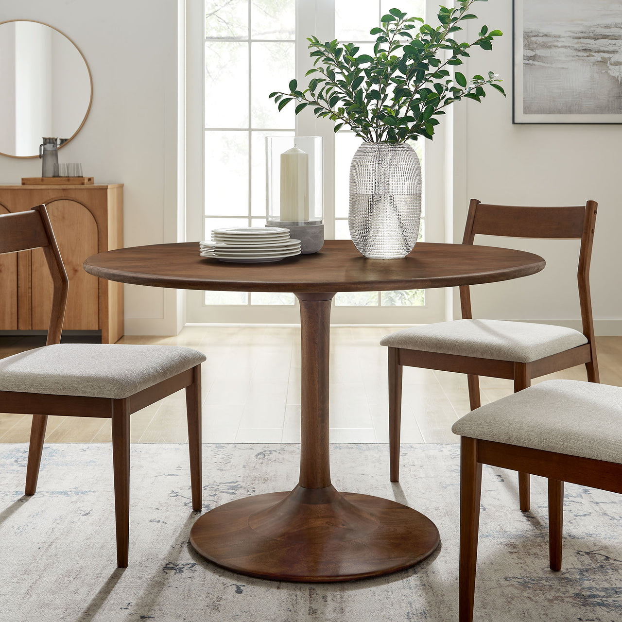 Ensemble Round Dining Table, Large, Walnut