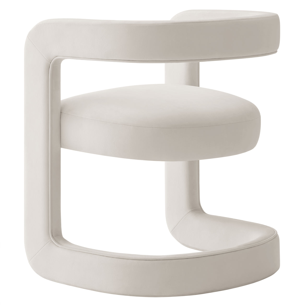 Aeria Upholstered Velvet Dining Chair, Chalk