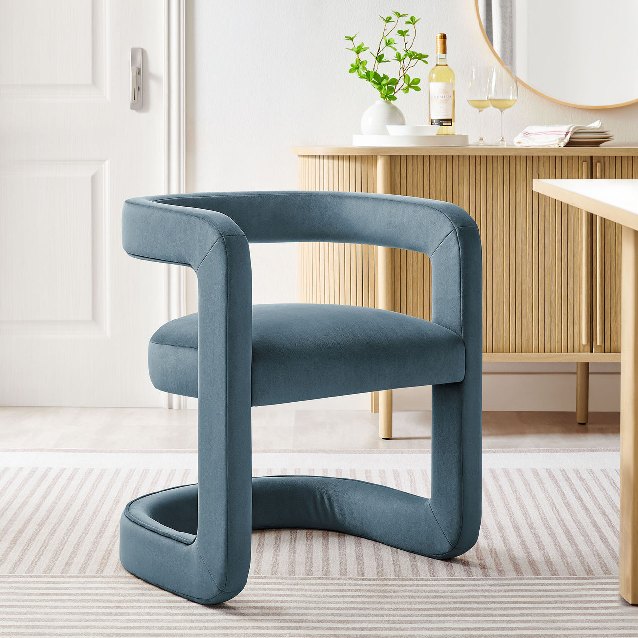 Aeria Upholstered Velvet Dining Chair, Slate