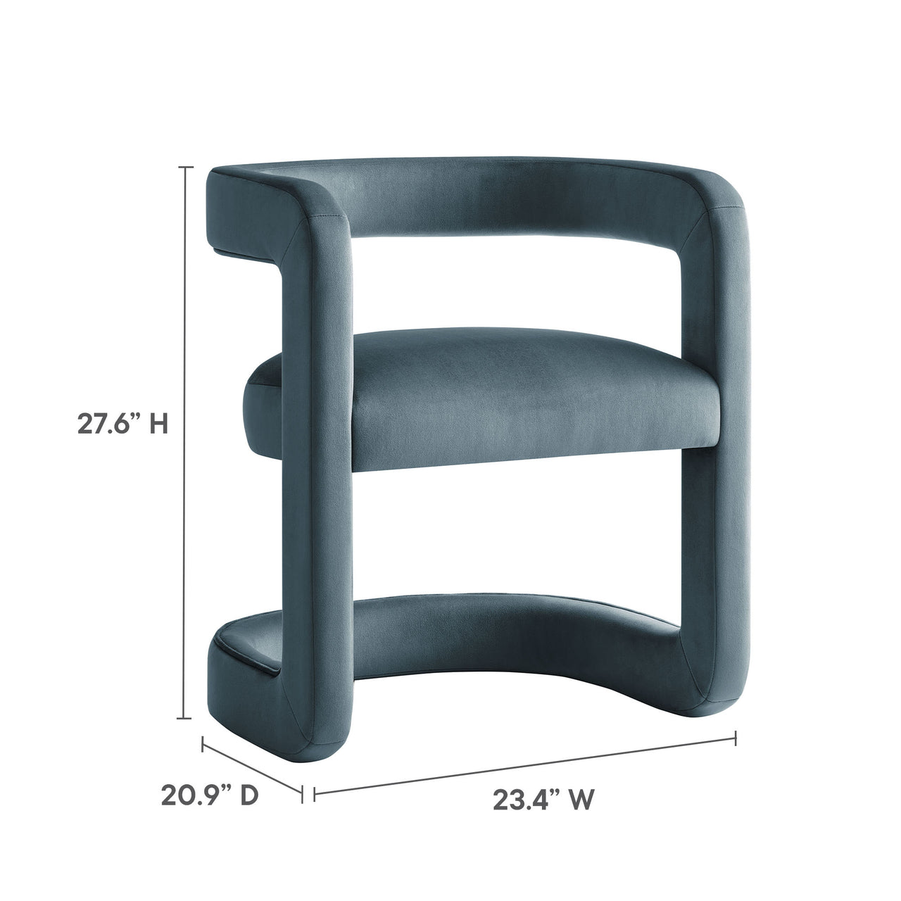 Aeria Upholstered Velvet Dining Chair, Slate