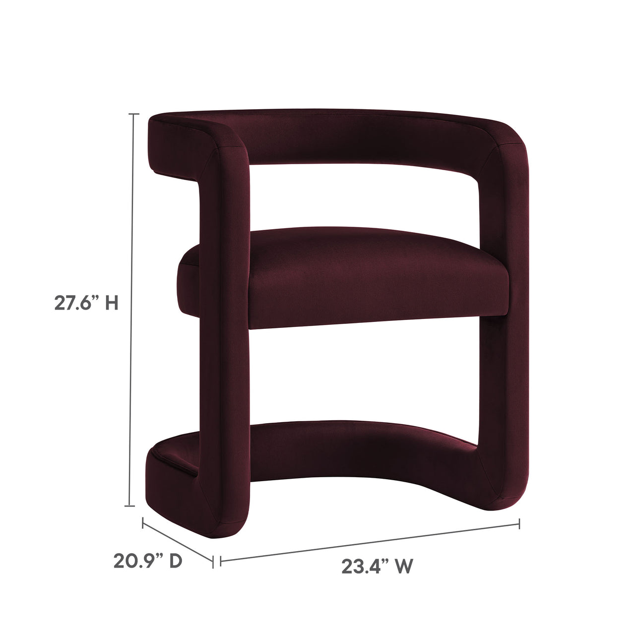 Aeria Upholstered Velvet Dining Chair, Wine