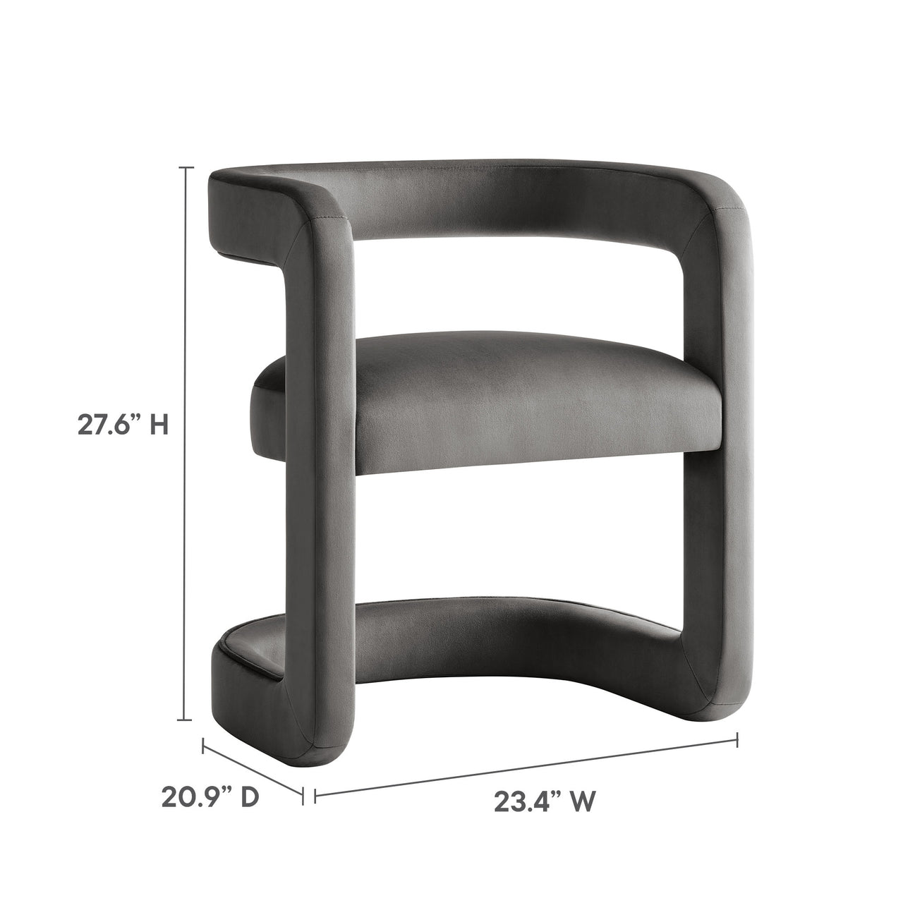 Aeria Upholstered Velvet Dining Chair, Charcoal