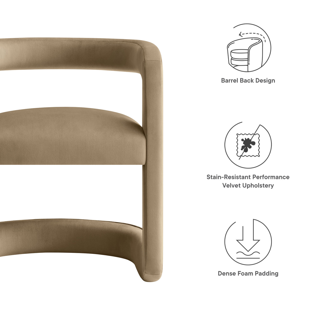 Aeria Upholstered Velvet Dining Chair, Taupe
