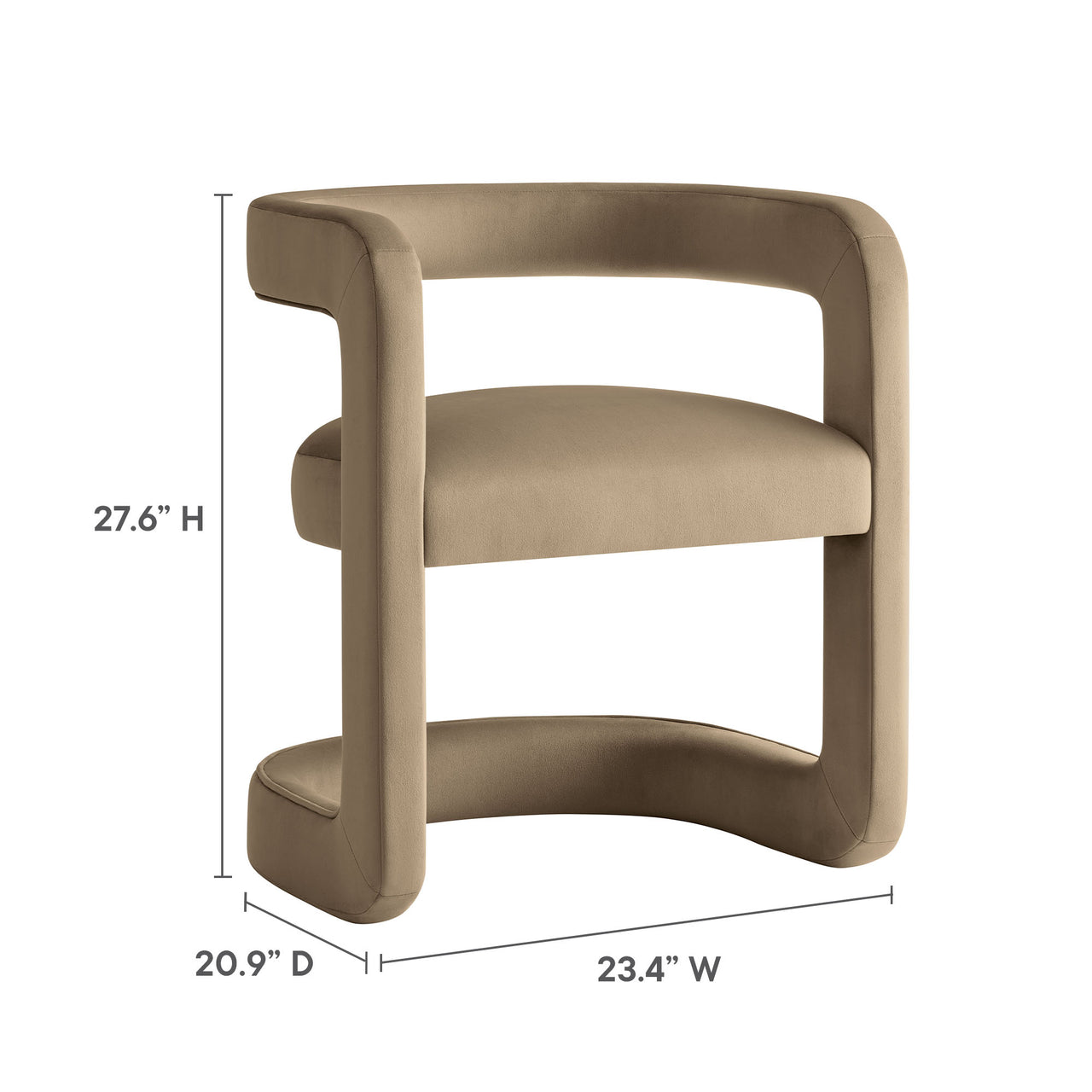 Aeria Upholstered Velvet Dining Chair, Taupe