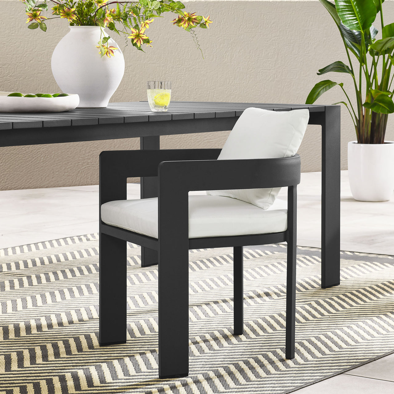 Tahlor Alfresco Dining Chair, Gray & White