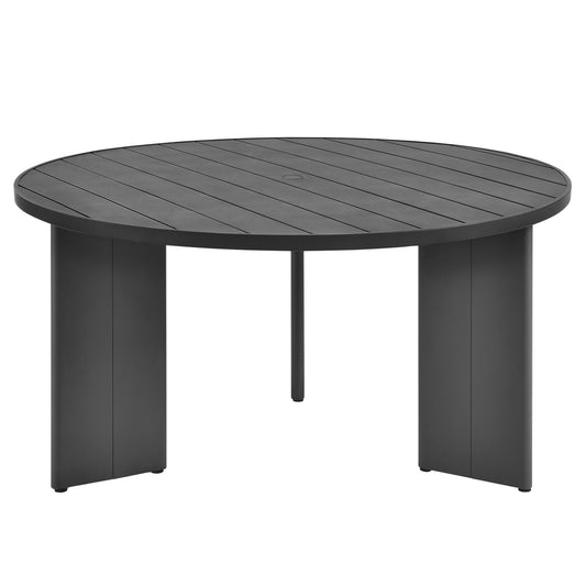 Tahoe Round Outdoor Patio Aluminum Dining Table, Gray