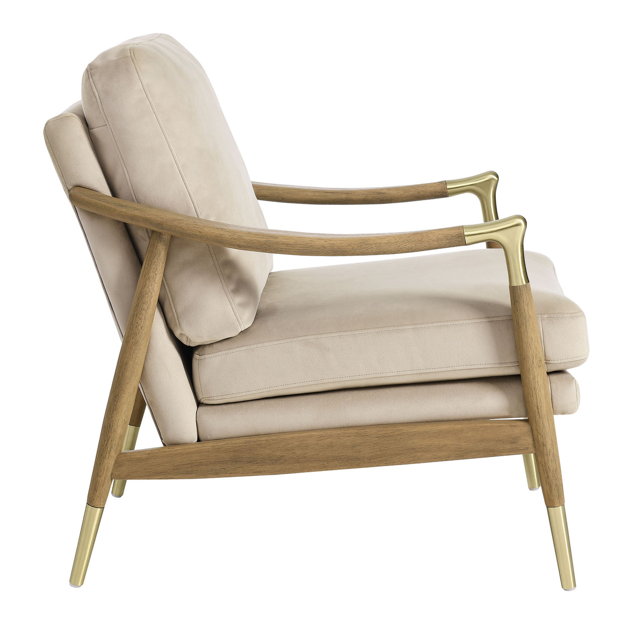 Alcrest Upholstered Velvet Accent Chair, Almond & Walnut