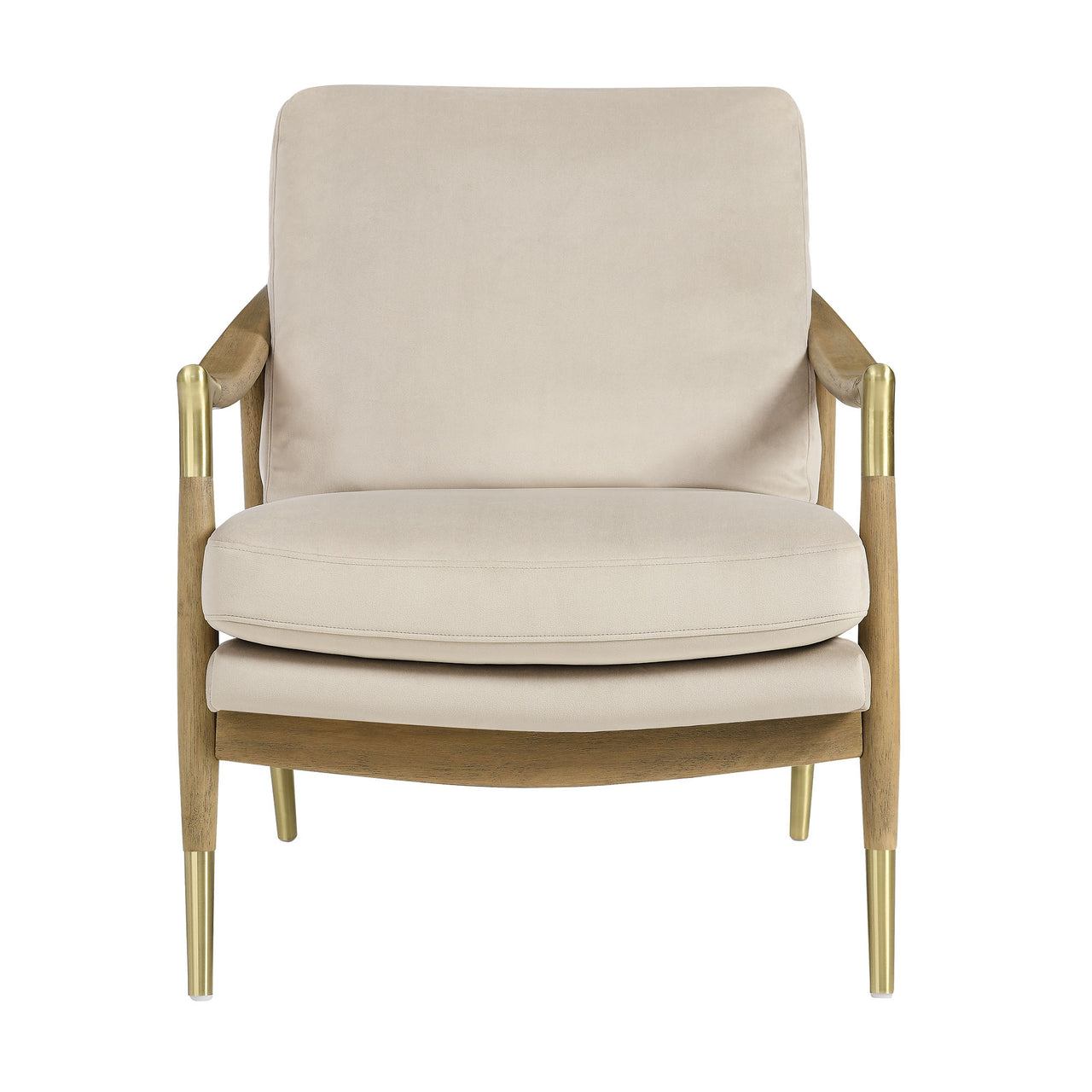 Alcrest Upholstered Velvet Accent Chair, Almond & Walnut