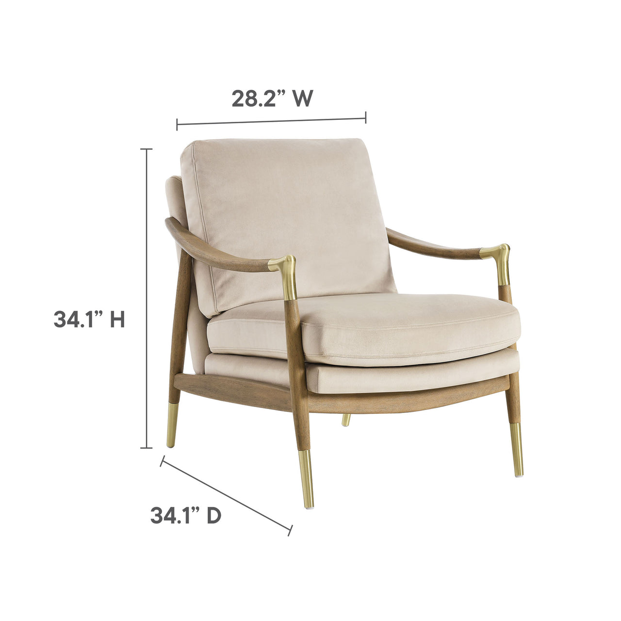 Alcrest Upholstered Velvet Accent Chair, Almond & Walnut