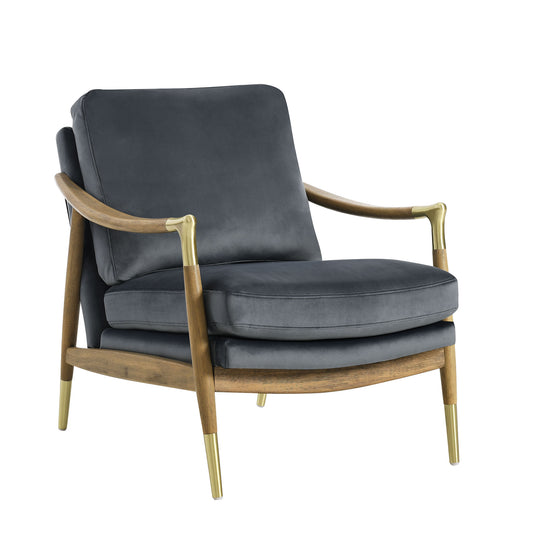 Alcrest Upholstered Velvet Accent Chair, Slate & Walnut
