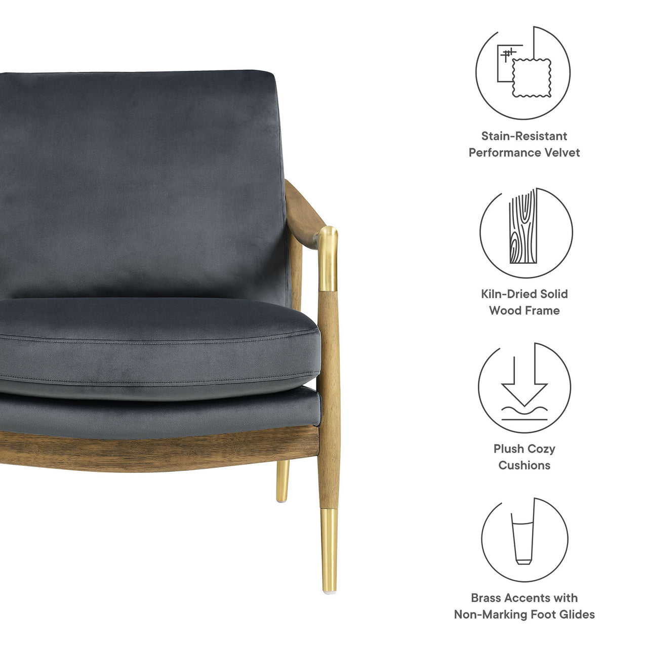Alcrest Upholstered Velvet Accent Chair, Slate & Walnut