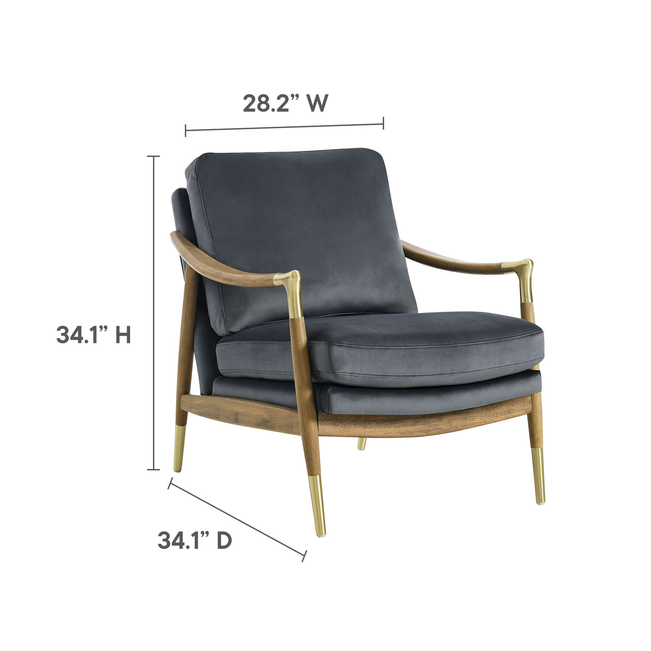 Alcrest Upholstered Velvet Accent Chair, Slate & Walnut