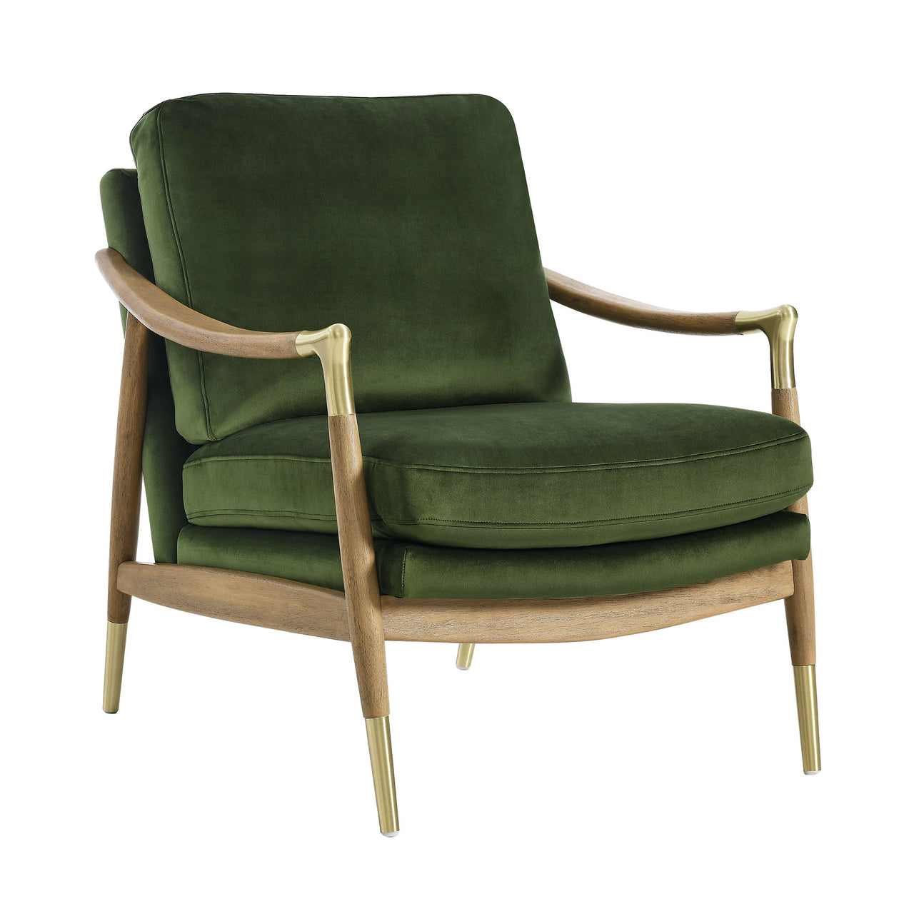 Alcrest Upholstered Velvet Accent Chair, Basil & Walnut