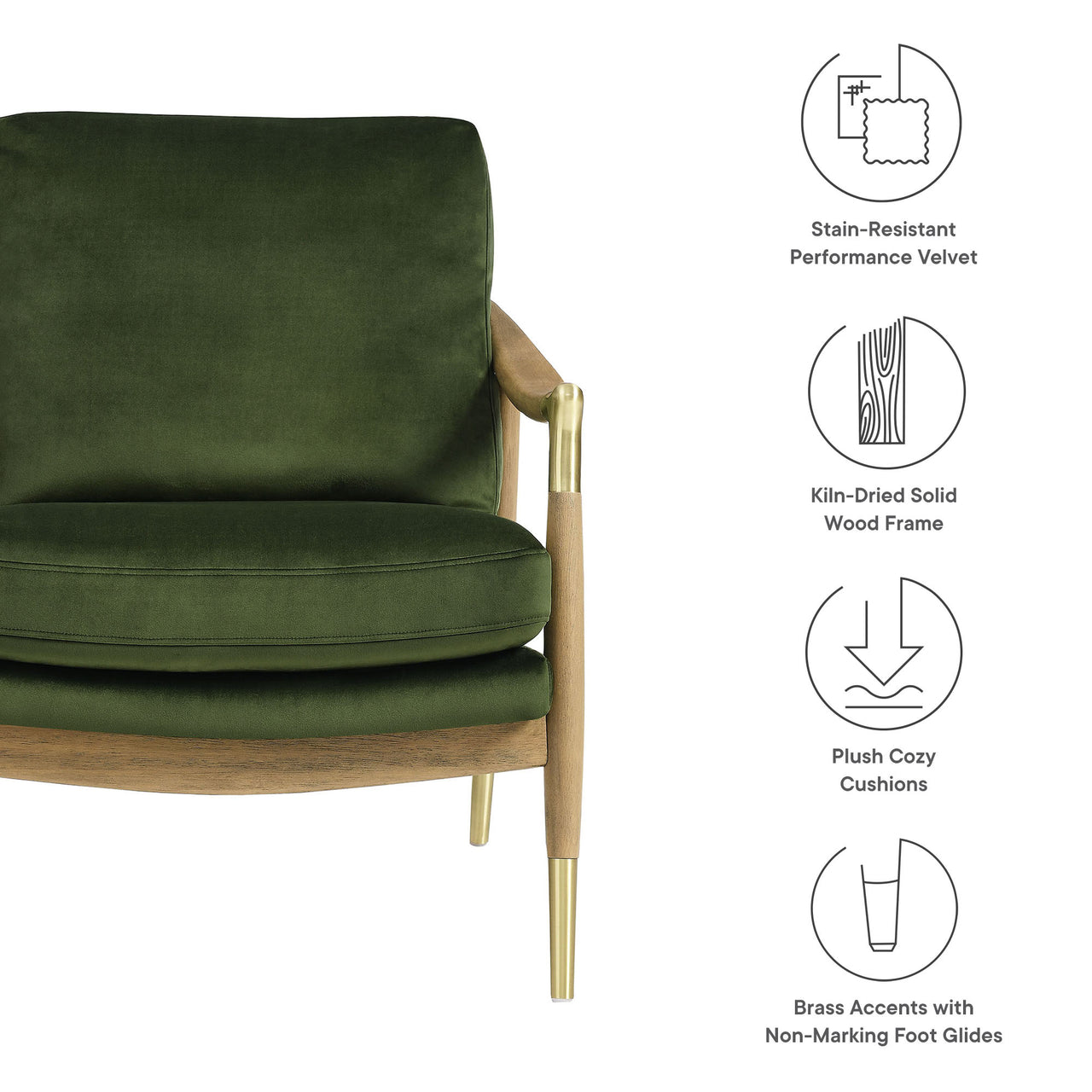 Alcrest Upholstered Velvet Accent Chair, Basil & Walnut