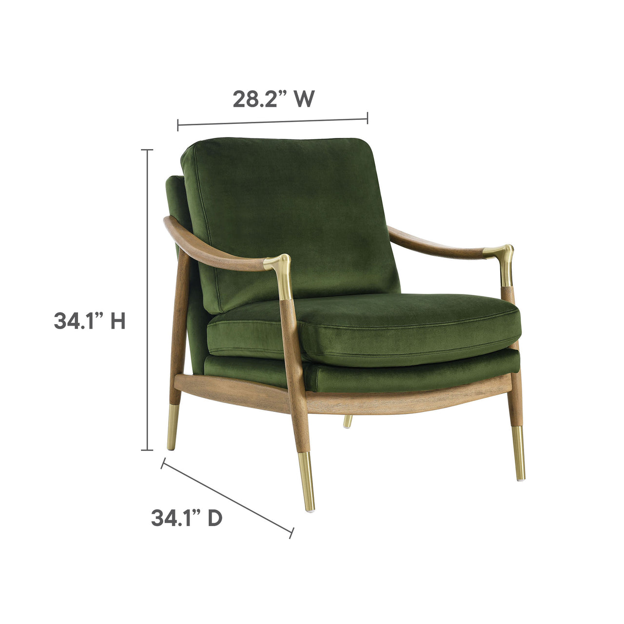 Alcrest Upholstered Velvet Accent Chair, Basil & Walnut