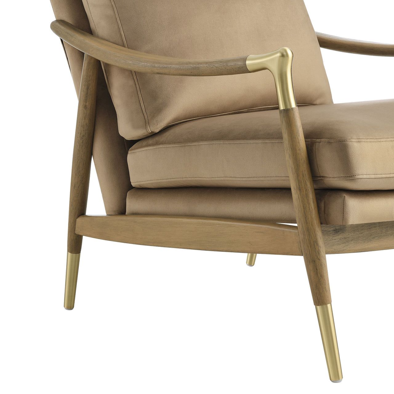 Alcrest Upholstered Velvet Accent Chair, Taupe & Walnut
