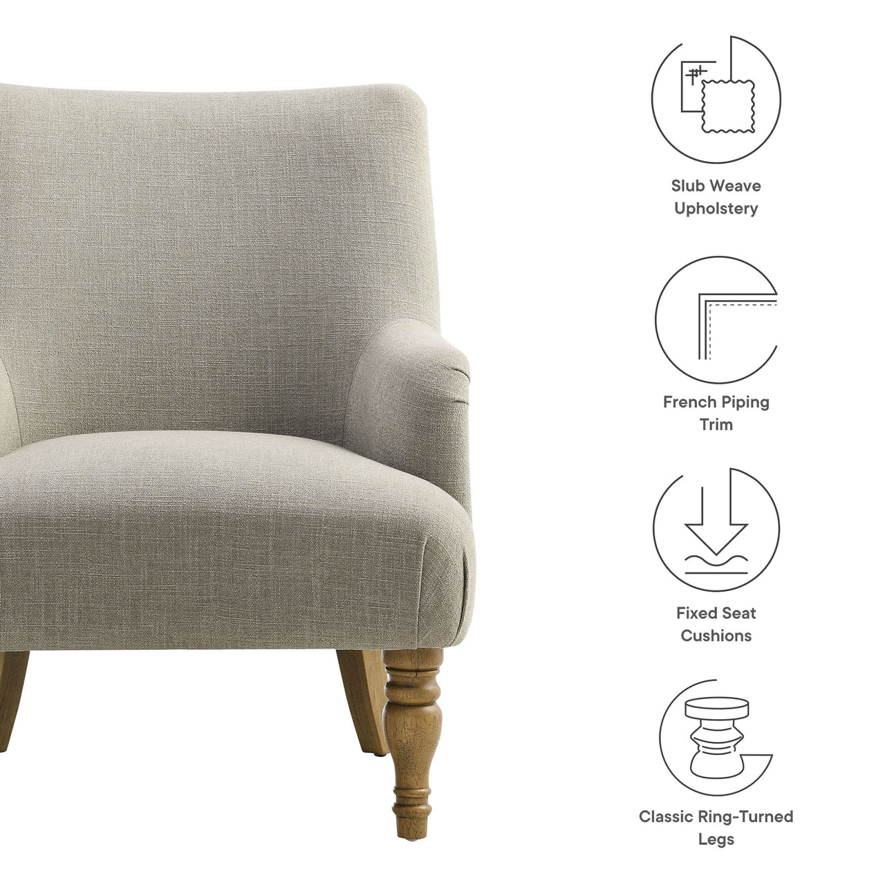 Regalia Fabric Accent Chair, Linen