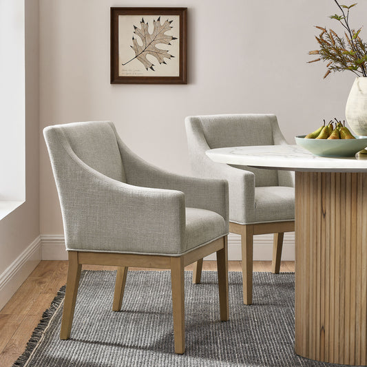 Alessandro Fabric Dining Chair, Linen & Natural Wood