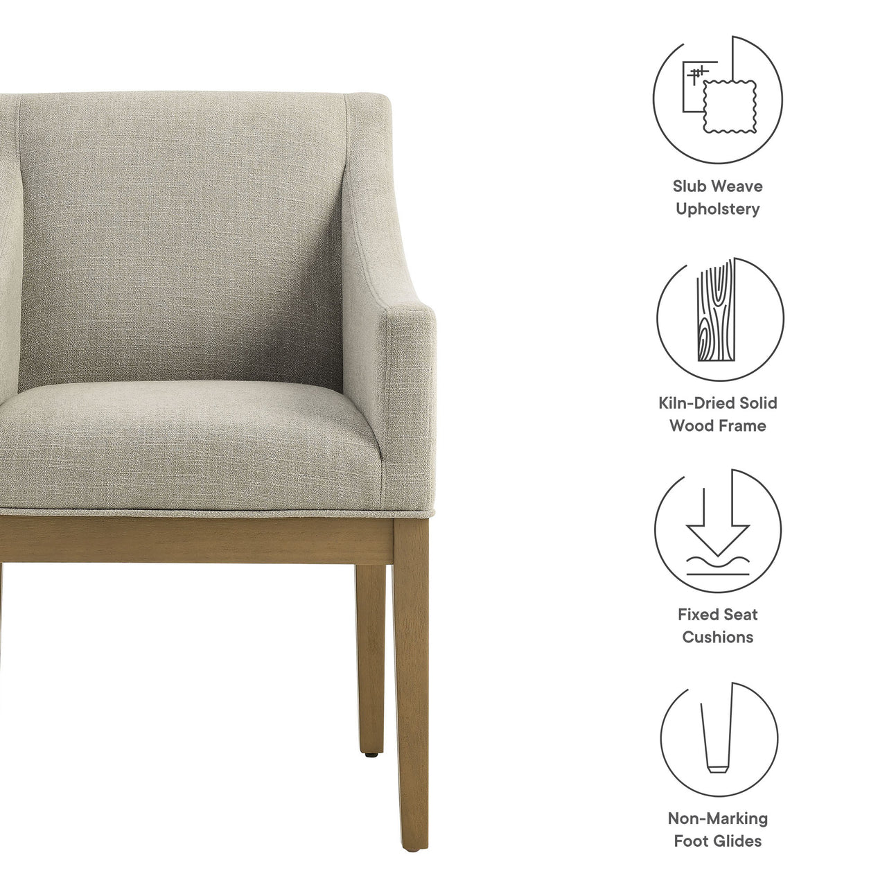 Alessandro Fabric Dining Chair, Linen & Natural Wood