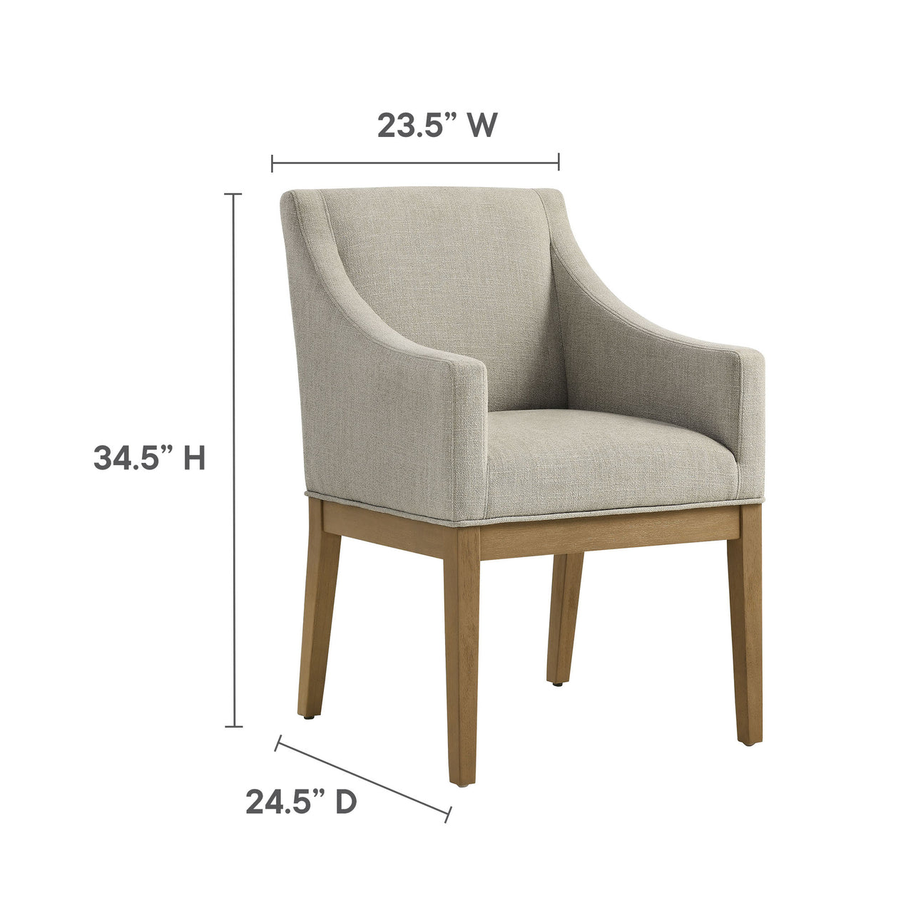 Alessandro Fabric Dining Chair, Linen & Natural Wood