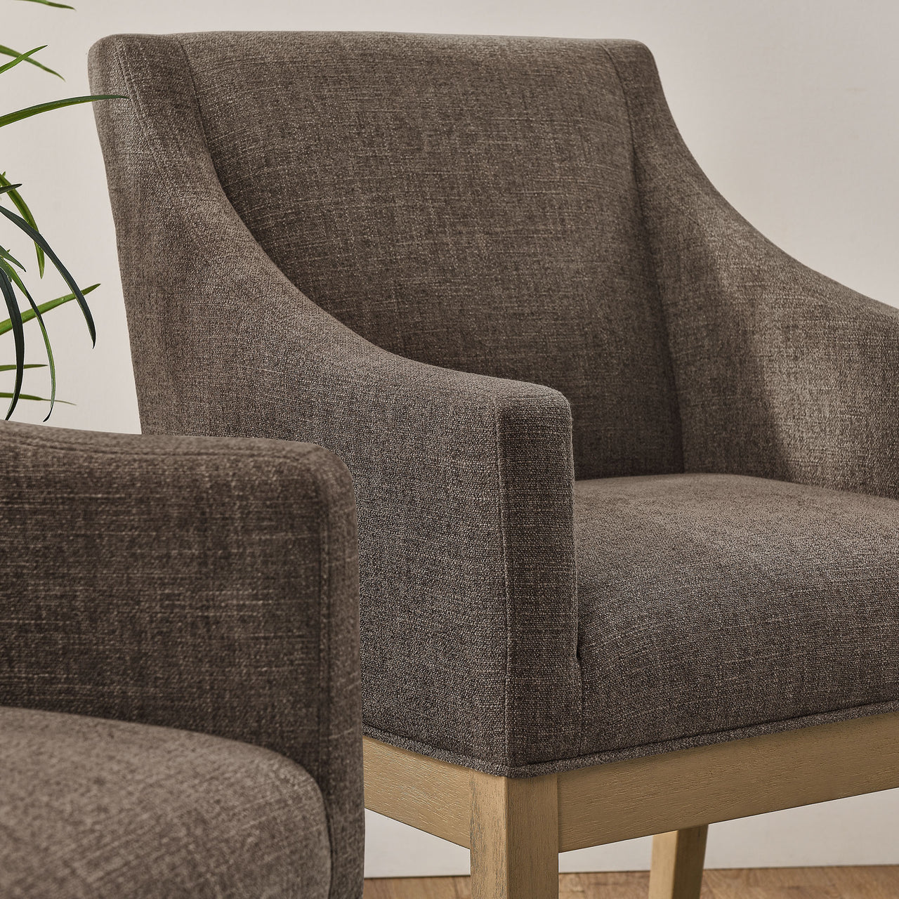 Alessandro Fabric Dining Chair, Mocha & Natural Wood