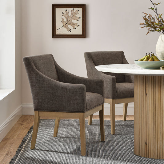 Alessandro Fabric Dining Chair, Mocha & Natural Wood