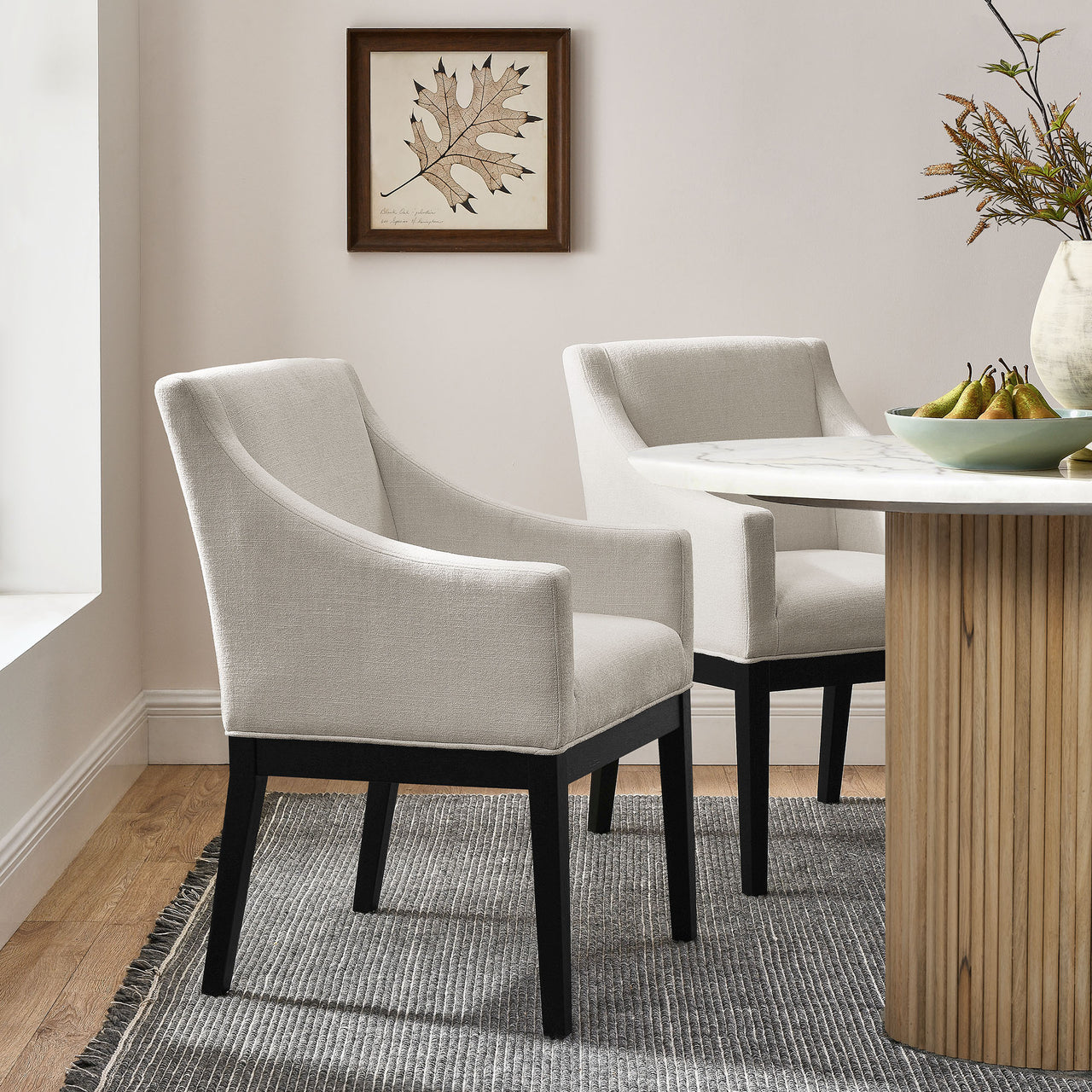 Alessandro Fabric Dining Chair, Sand & Black