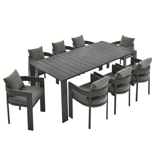 Tahlor 9-Piece Alfresco Dining Set, Gray & Charcoal