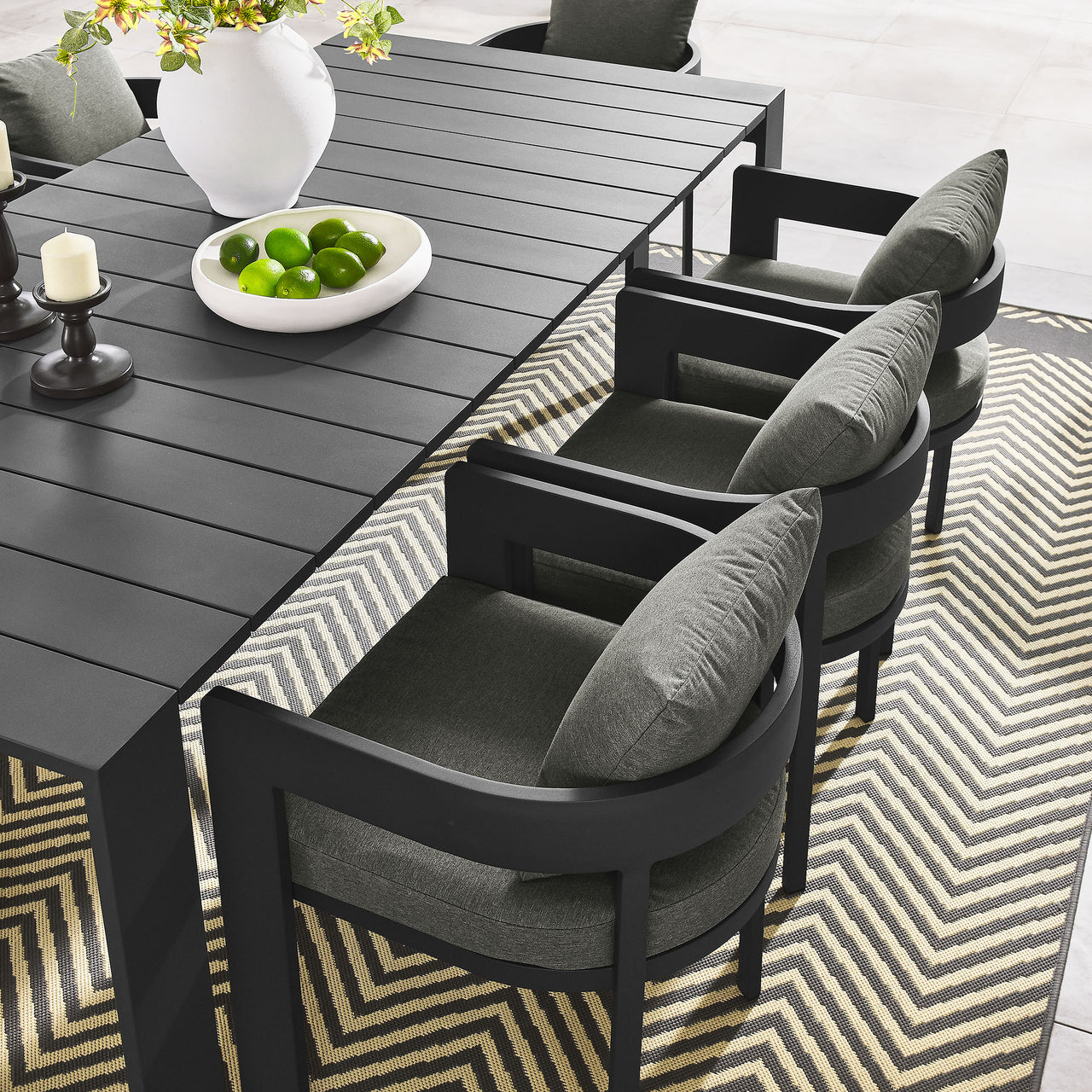 Tahlor 9-Piece Alfresco Dining Set, Gray & Charcoal