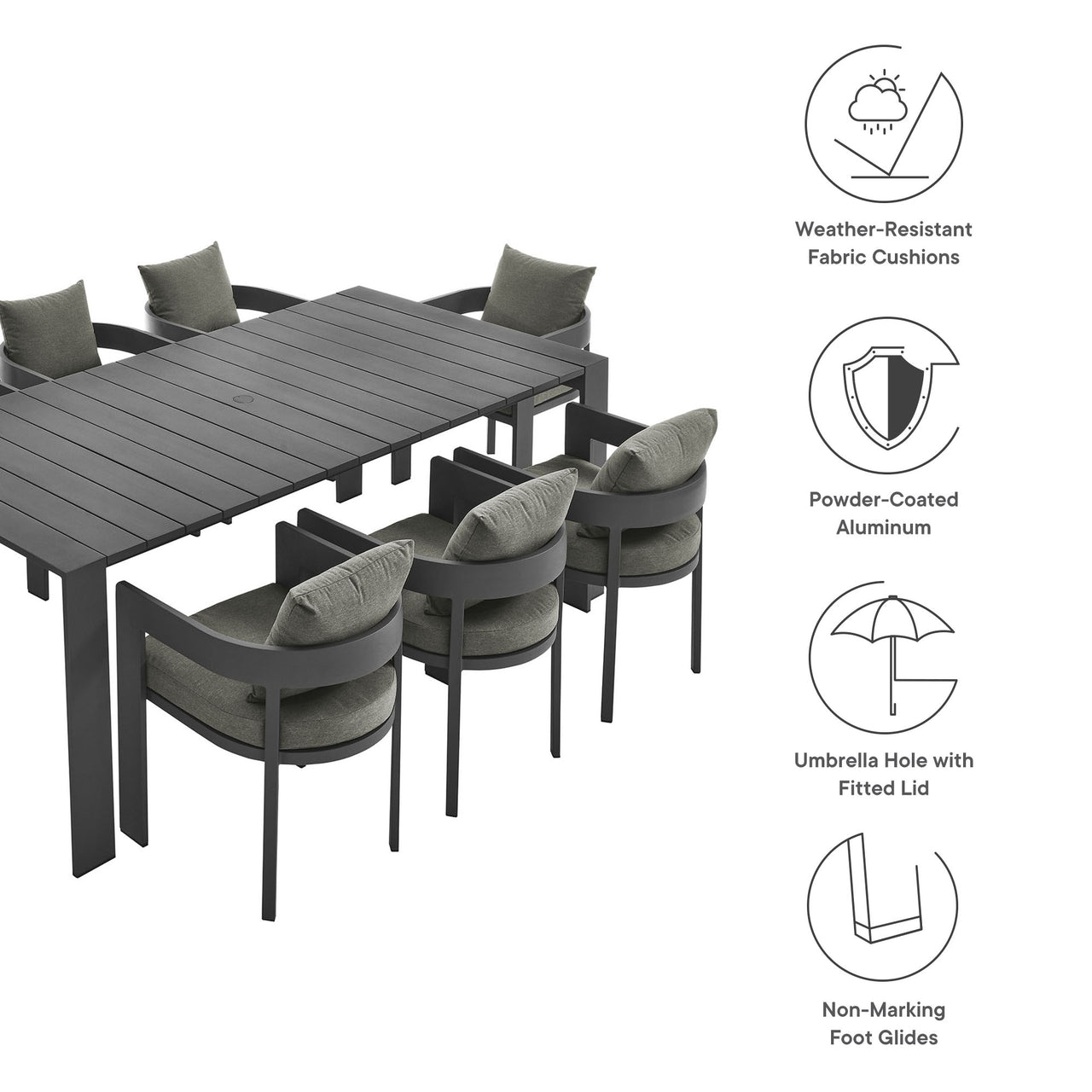 Tahlor 9-Piece Alfresco Dining Set, Gray & Charcoal