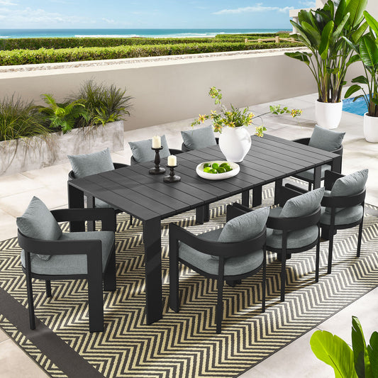 Tahlor 9-Piece Alfresco Dining Set, Gray