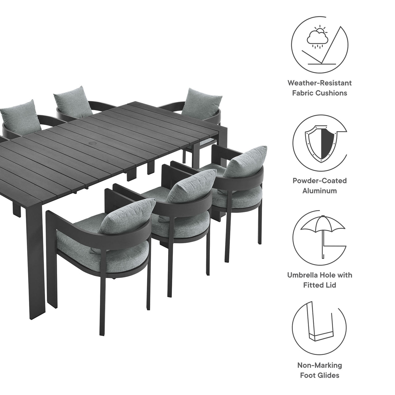Tahlor 9-Piece Alfresco Dining Set, Gray