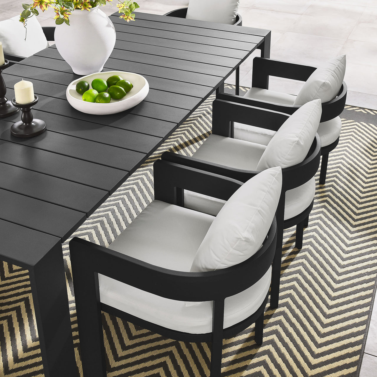 Tahlor 9-Piece Alfresco Dining Set, Gray & White