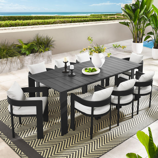 Tahlor 9-Piece Alfresco Dining Set, Gray & White