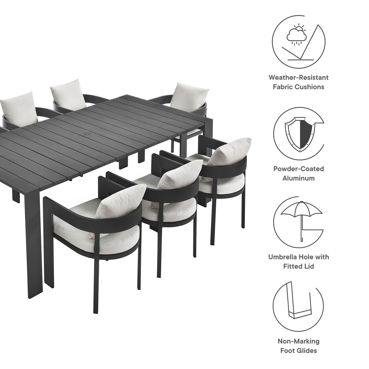 Tahlor 9-Piece Alfresco Dining Set, Gray & White