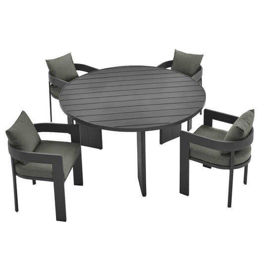 Tahlor 5-Piece Alfresco Dining Set, Gray & Charcoal