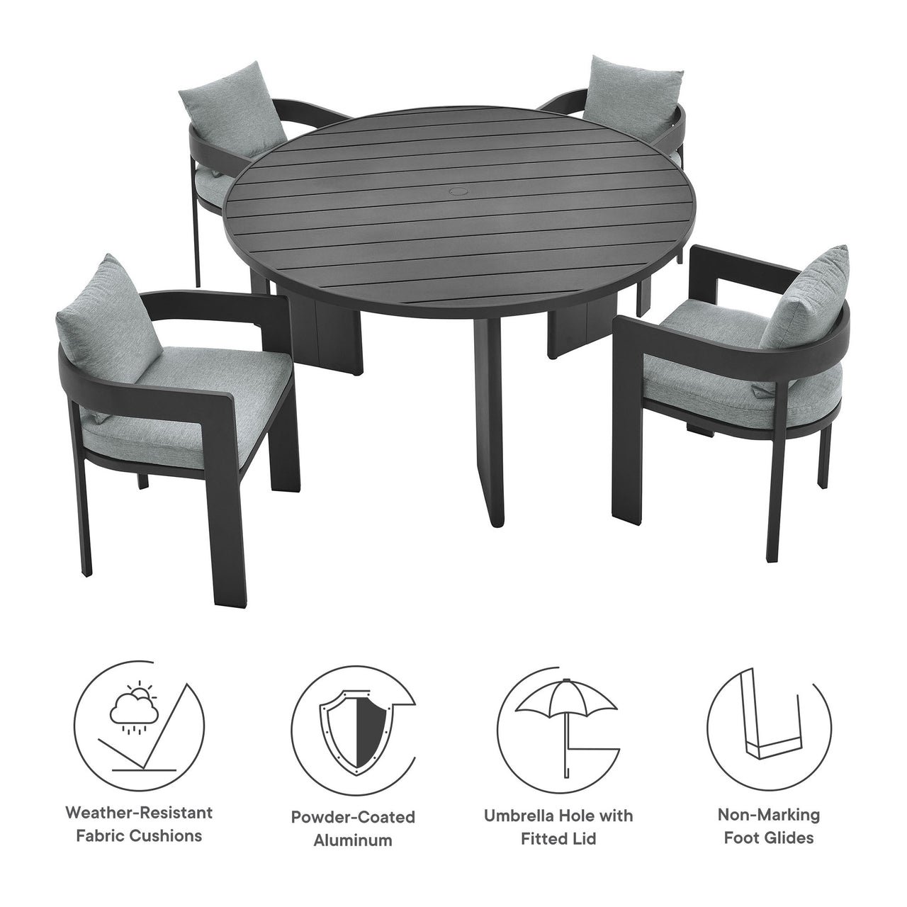 Tahlor 5-Piece Alfresco Dining Set, Gray