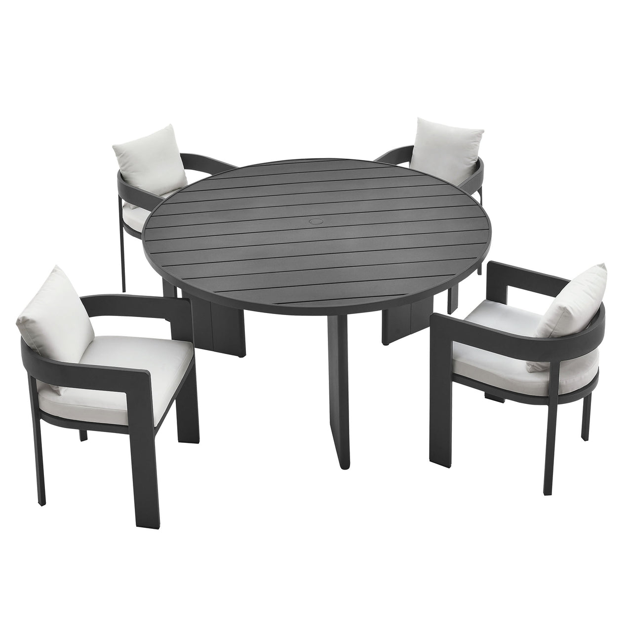 Tahlor 5-Piece Alfresco Dining Set, Gray & White