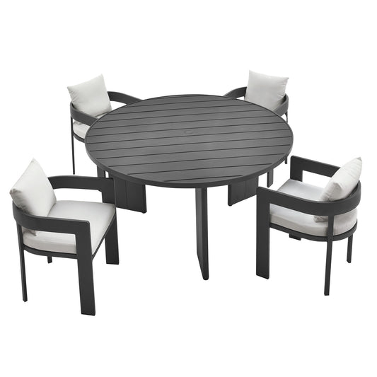 Tahlor 5-Piece Alfresco Dining Set, Gray & White
