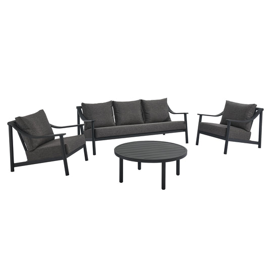 Veranda 4-Piece Alfresco Furniture Set, Charcoal & Dark Gray