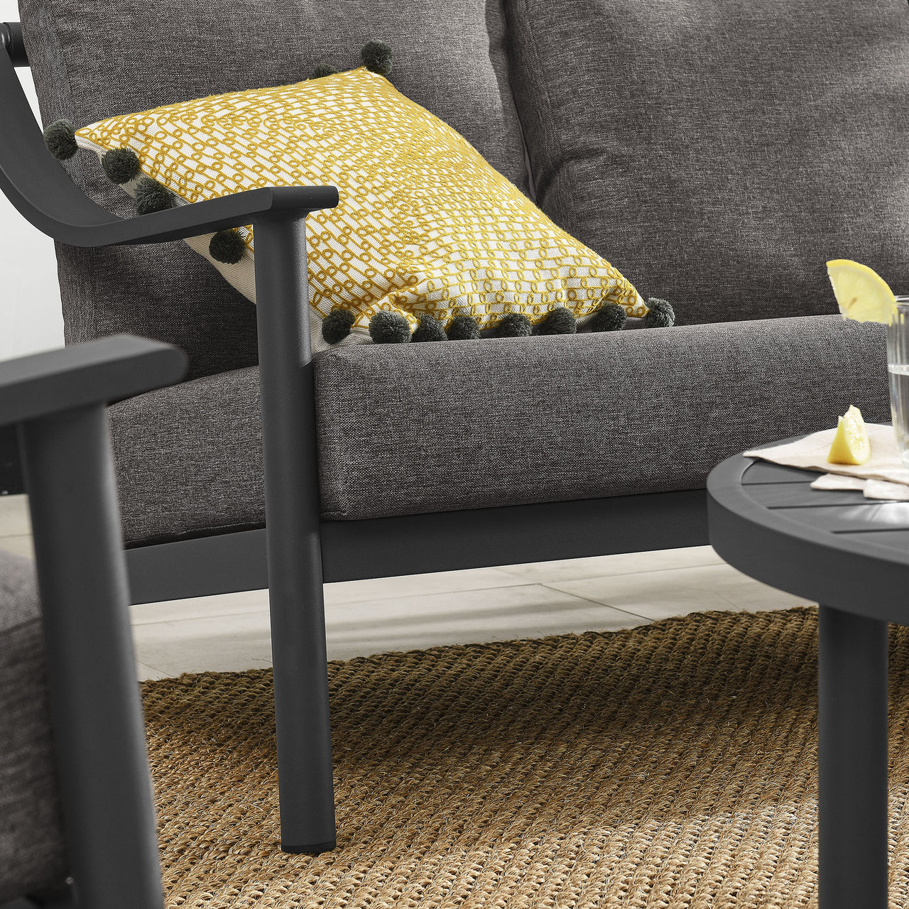Veranda 4-Piece Alfresco Furniture Set, Charcoal & Dark Gray