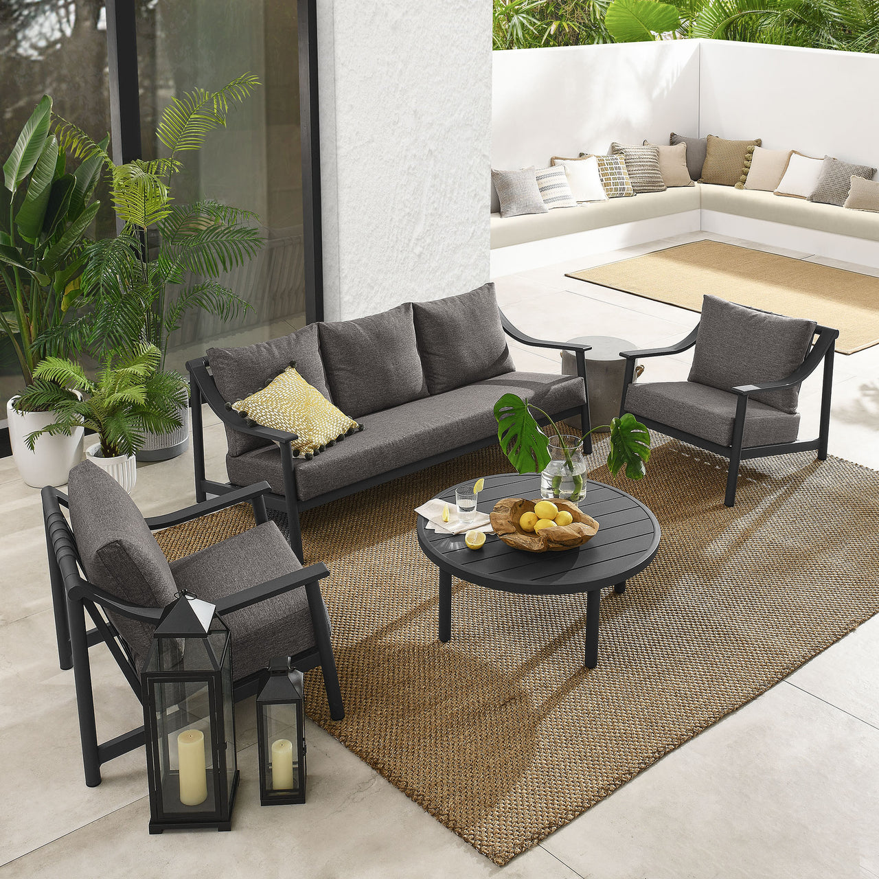 Veranda 4-Piece Alfresco Furniture Set, Charcoal & Dark Gray