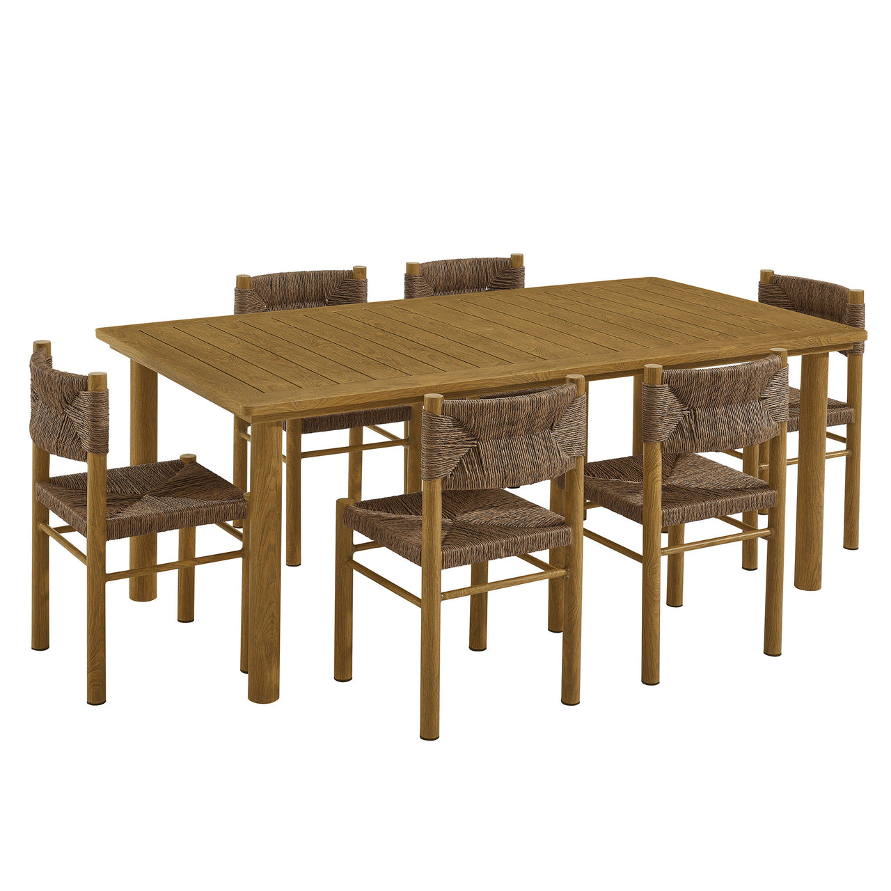 Holiday 7-Piece Rectangular Alfresco Dining Set, Natural Wood